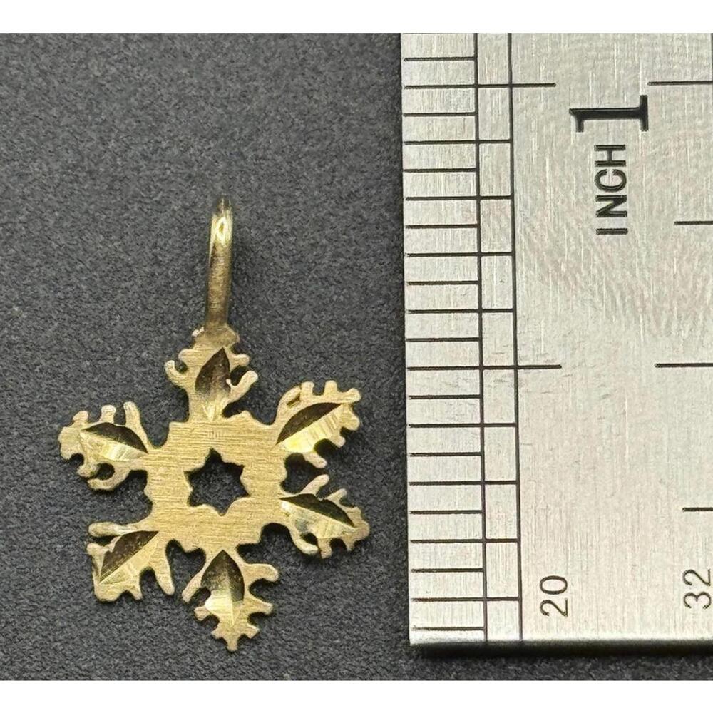 14K Yellow Gold Snowflake Charm Pendant - Picture 6 of 6